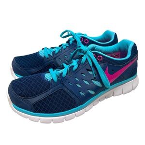 Nike Blue Pink Flex 2013 Run Fit Sole Running Shoes 580440-403 NWOT